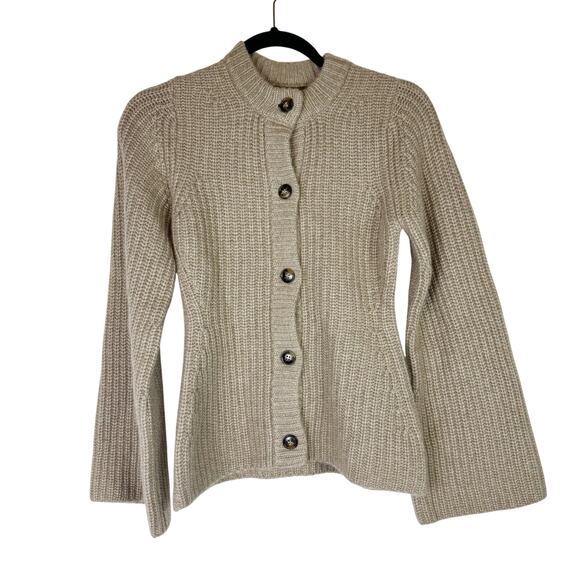 LOULOU STUDIO Rasa 100% Cashmere Cardigan XS Beige Knit Parisian Minimalist RARE - Picture 2 of 6